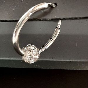 NWT Silver Crystal Hoop Earrings